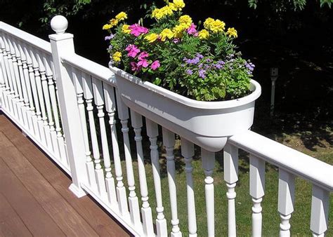 planter box for metal railings|white deck rail planters.